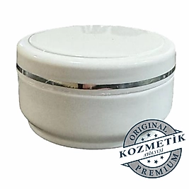 Gümüş Şeritli 50 cc Boş PP-Krem-Kozmetik Kutusu